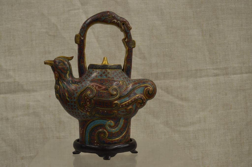 Chinese Cloisonne Bird Form Teapot (1 of 9)
