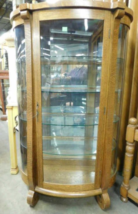Oak Bow Front China Cabinet (1 of 4)