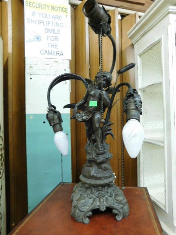 Auguste Moreau Metal Newel Post Lamp (1 of 3)