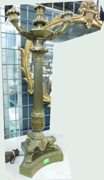 Pair Louis Philippe Bronze Candelabra Lamps (1 of 3)