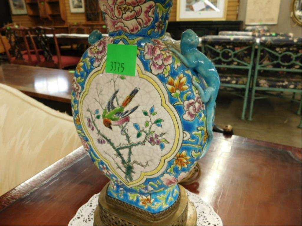 Longwy Faience Pottery Vasiform Lamps (1 of 4)