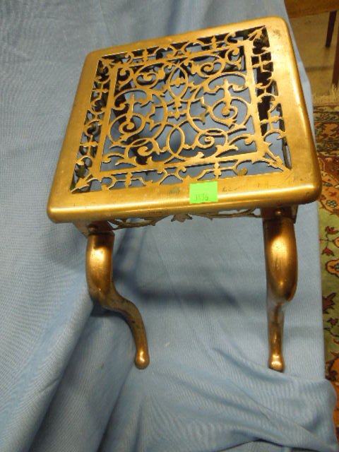 Antique Brass Fireplace Kettle Stand (1 of 4)