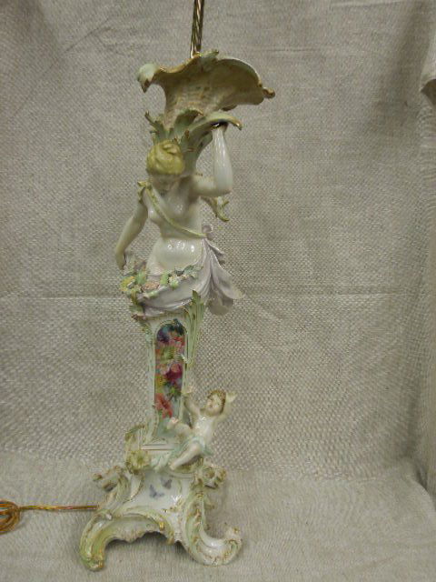 19th C. Berlin Porcelain Figural Vasiform Lamp (1 of 10)