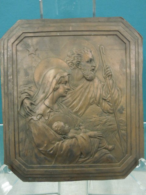 Art Deco Bronze Holy Family Plaque (1 of 5)