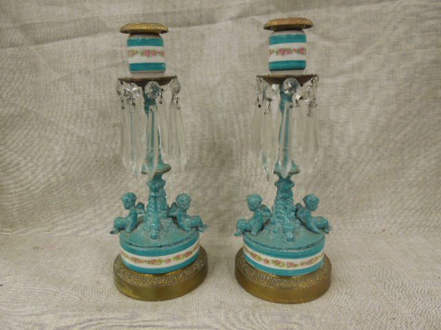 French Style Porcelain & Metal Candlesticks (1 of 4)