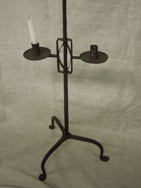 19th C. Wrought Iron Candle Stand (1 of 3)