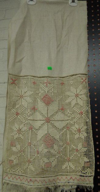 19th C. PA German Cross Stitch & Lace Show Towel (1 of 2)