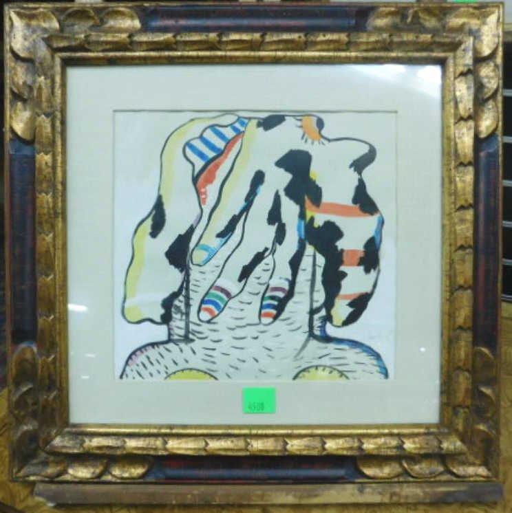 Horst Antes, Watercolor, "Covered Head" (1 of 3)