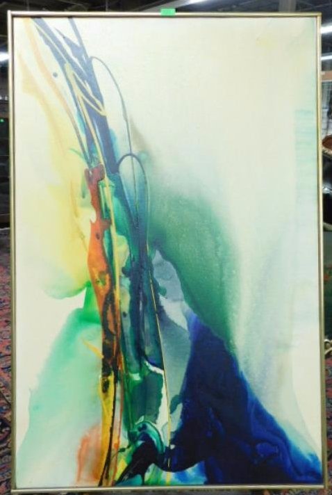 Paul Jenkins, Acrylic, "Phenomena Yellow Shaft" (1 of 9)