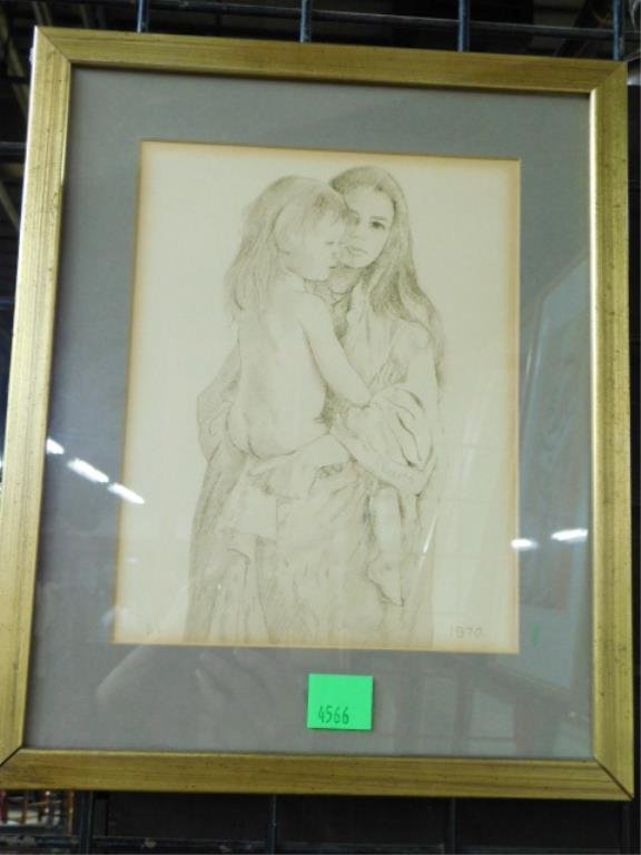 Don Lord, Crayon on Paper, "Two Sisters" (1 of 4)