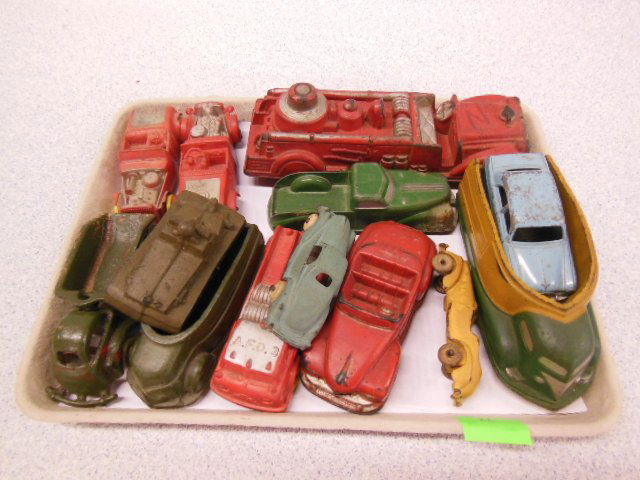 13 Vintage hard rubber & metal vehicles (1 of 3)