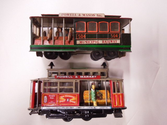 2 Vintage tin friction & windup trolleys (1 of 9)