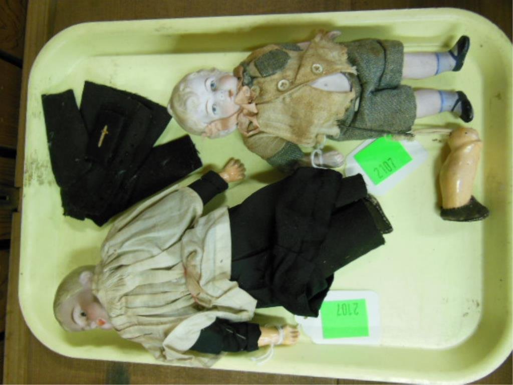 2 Vintage bisque whole head dolls (1 of 4)