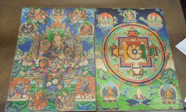 Two Vintage Tibetan ThangKa Oil on Cloth (1 of 9)