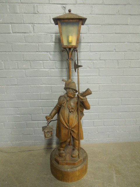 Black Forrest Carved Figural Lamp (1 of 6)