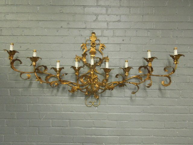Mid Century Gilt Metal Wall Sconce (1 of 3)