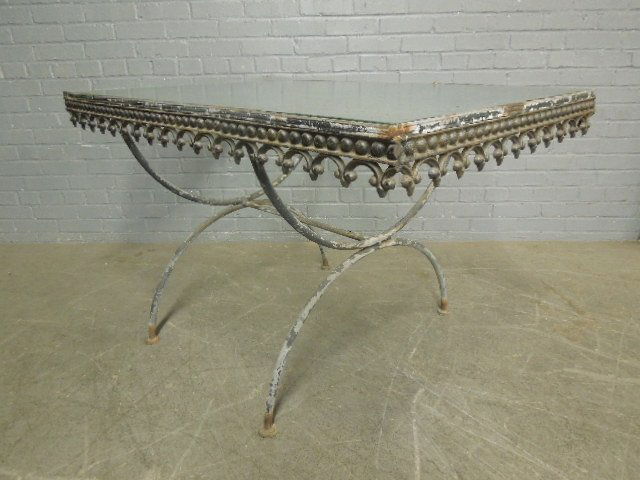 Vintage Cast Iron and Glass Patio Table (1 of 3)