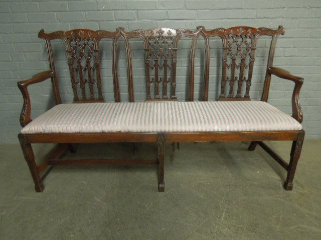 Chippendale-Style Mahogany Settee (1 of 5)