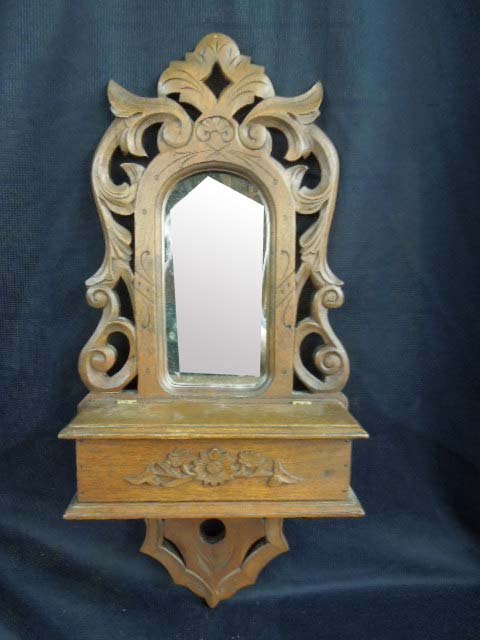 Victorian Wall Mount Mirror Glove Box (1 of 4)