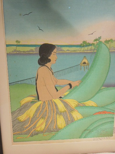 P.Jacoulet, Woodcut, de "La Tresseuse Paniers" (1 of 4)