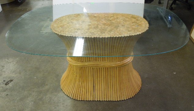 McGuire Bamboo &  Glass Table (1 of 2)