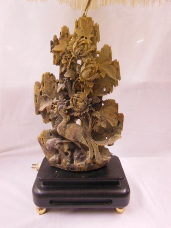Chinese Carved Soapstone Lamp (1 of 4)