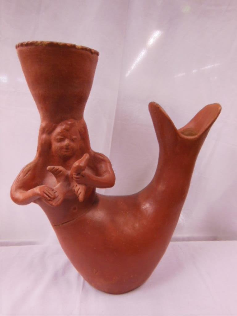 Mexican Terracotta Pottery Mermaid Vessel (1 of 4)