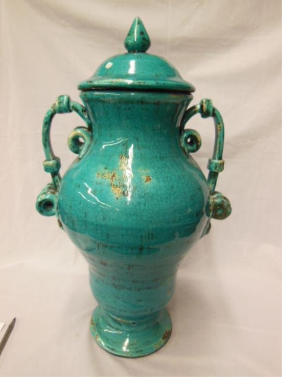 Turquoise Glazed Terracotta Urn (1 of 4)