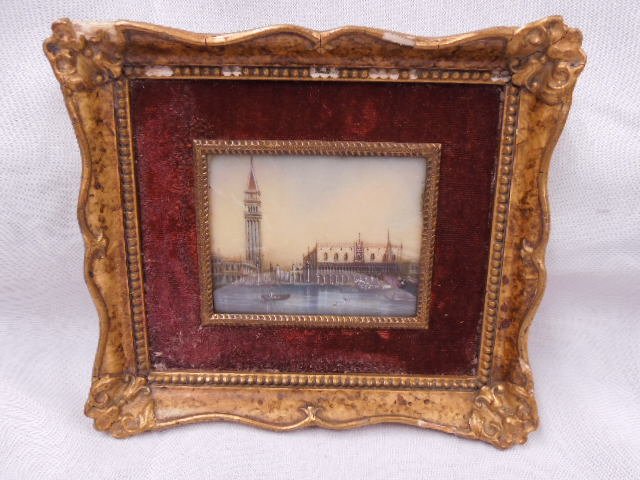 Framed Venetian Scene Ivory Panel (1 of 5)