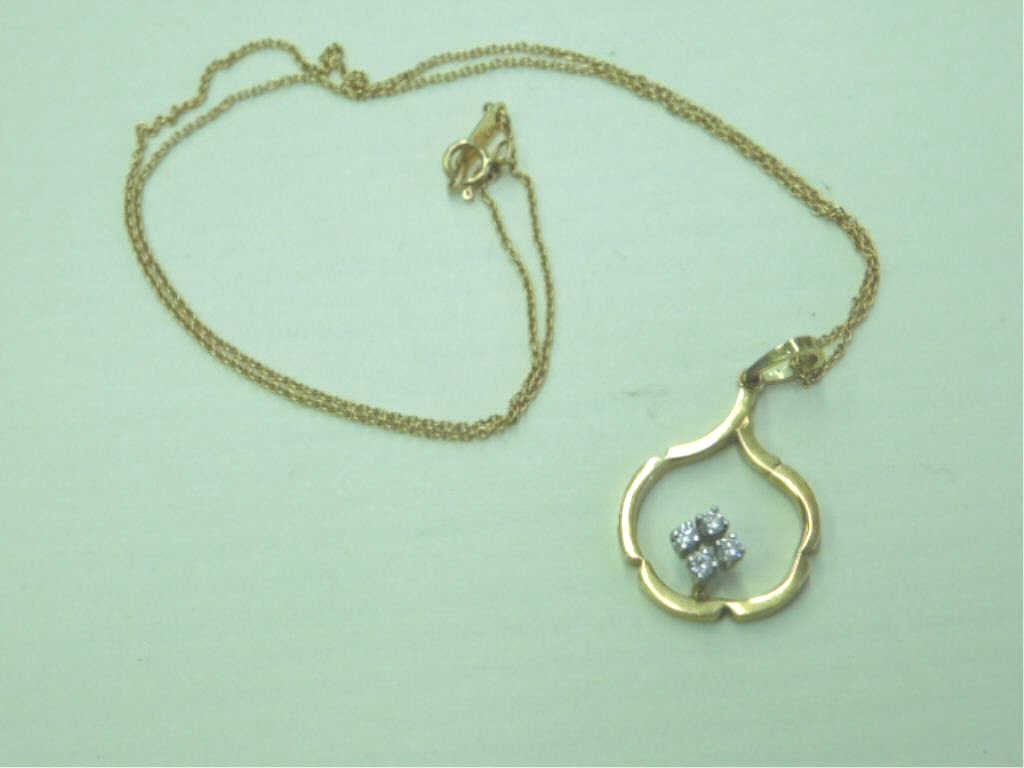 14k YG Diamond Pendant & 18k Tiffany Chain (1 of 1)