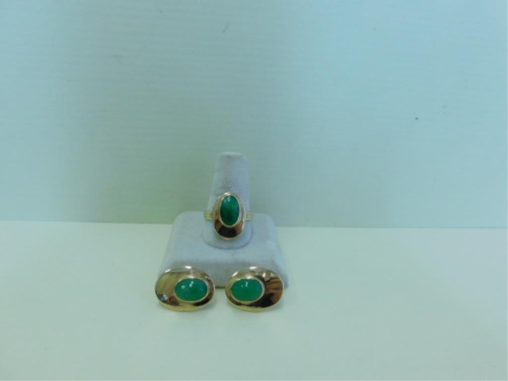 14 YG & Jade Ring and Earring Set (1 of 5)