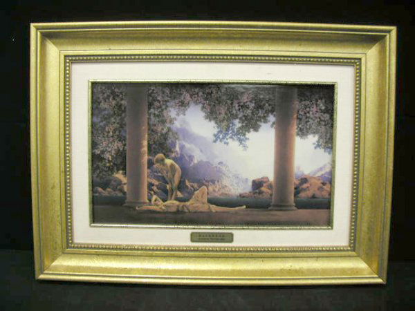 Franklin Mint, Maxfield Parrish Porcelain Plaque: Franklin Mint, Maxfield Parrish "Daybreak", 7"X12" porcelain plaque, limited edition #357/9500, 13"X18" framed