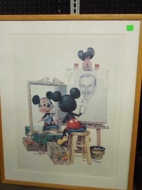 Framed Disney Litho Self Portrait, Signed (1 of 6)