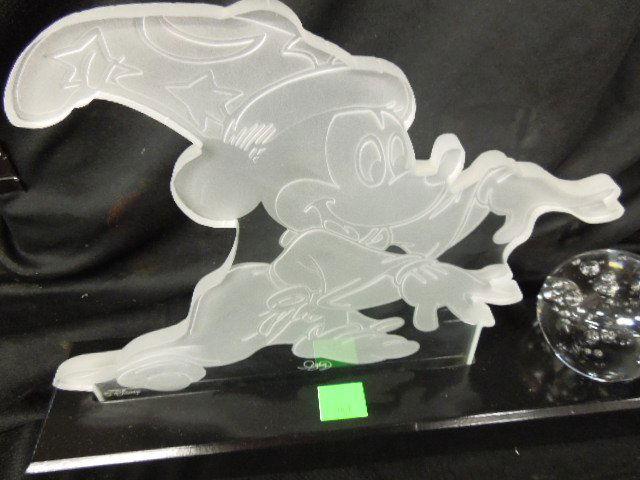Disney Etched Glass Mickey Sorcerer Sculpture (1 of 4)