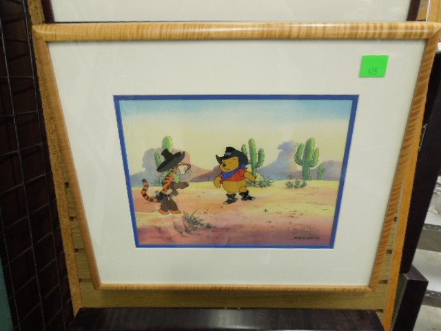 Framed Disney Original Pooh Cel: Framed Walt Disney television original production cel "the Good, The Bad & The tigger" from the New Adventures of Winnie the Pooh, show 46, scene 334, double matted and framed 16 1/2" x 19" with Certi