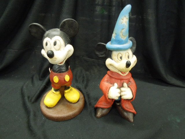 2 Wood Carved Mickey Figures (1 of 3)