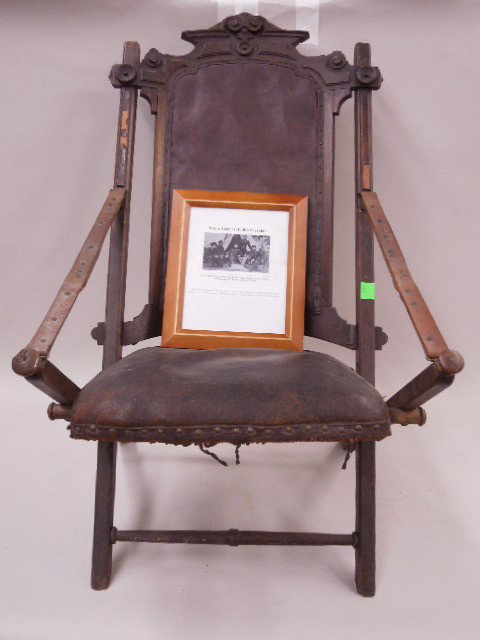 Civil War Camp Chair Used By Union Gen Sheridan: Civil War camp chair used by Union General Phil Sheridan. CONDITION: Fair, shows wear throughout. NOTE: This item & information was obtained from the owner, a prominent Philadelphia military/weapon co