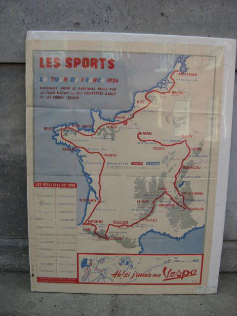 Original Les Sports 1954 Tour De France poster (1 of 3)