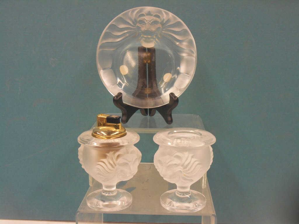 Lalique Crystal Lion Smoking Set (1 of 1)