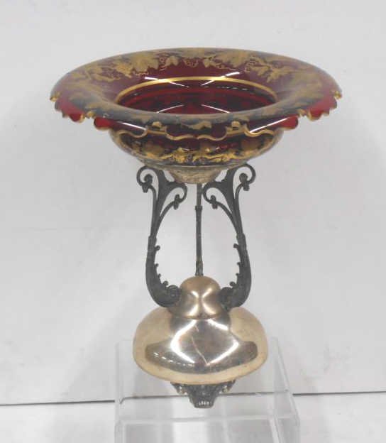 Bohemian Glass & Silverplate Compote (1 of 5)