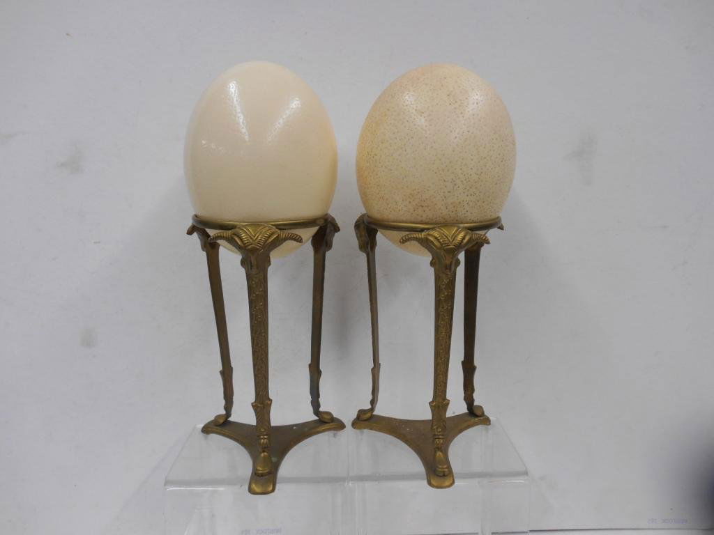 Ostrich Eggs on Brass Stands (1 of 2)