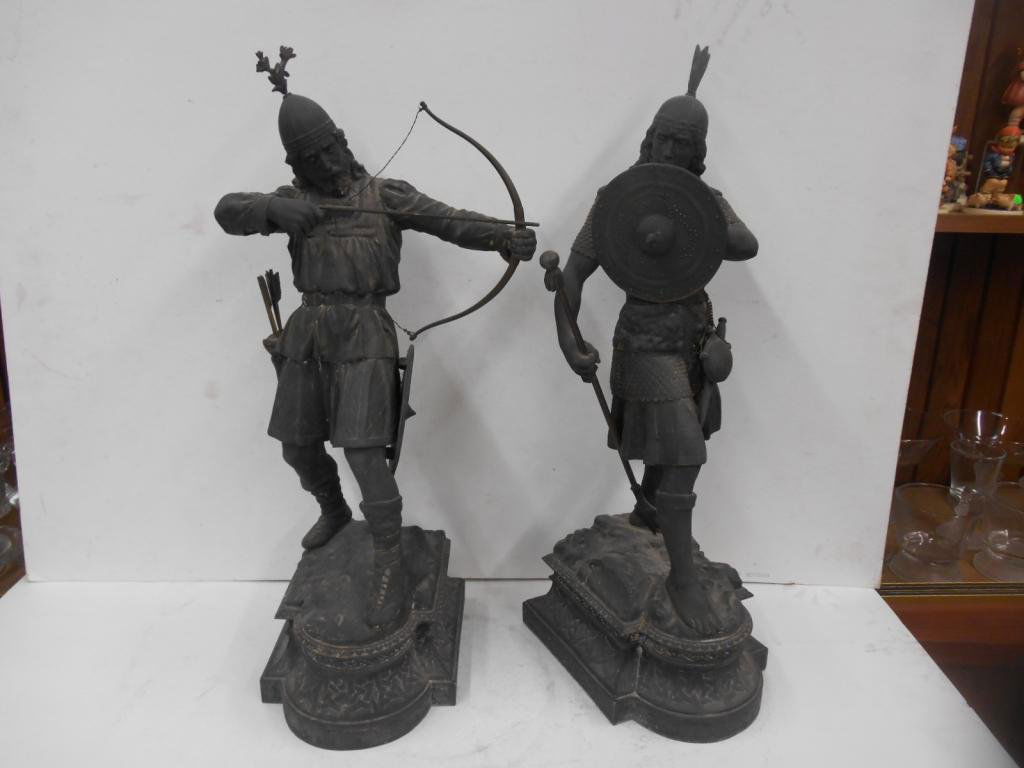 Victorian Metal Germanic Soldier Statues (1 of 5)