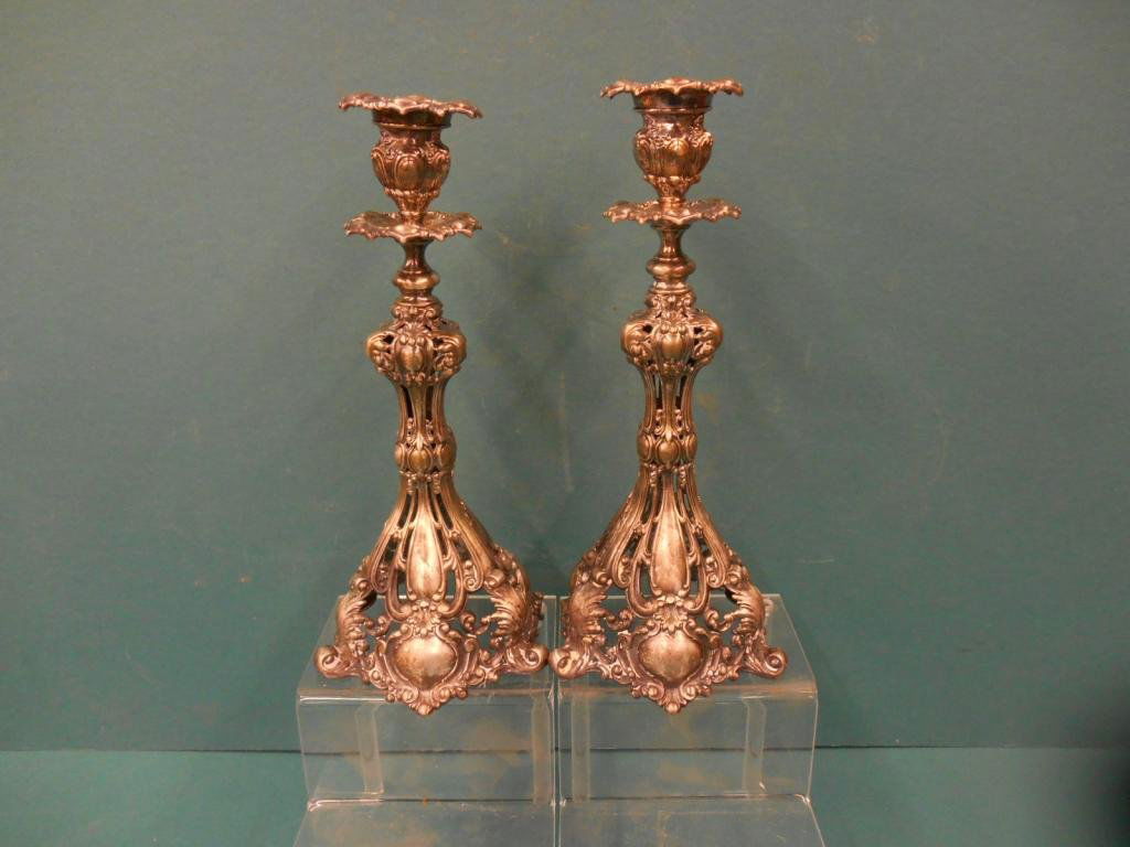 Antique Silverplated Rococo Candlesticks (1 of 4)