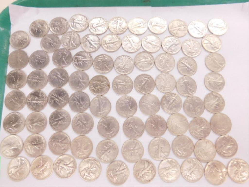 80 Walking Liberty silver half dollars (1 of 3)