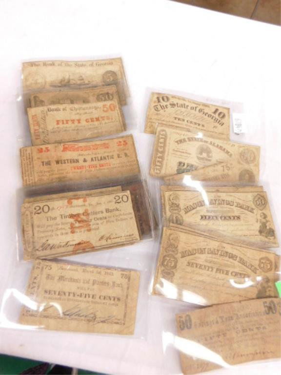 24 old bank & trade notes & Confederate currency (1 of 1)