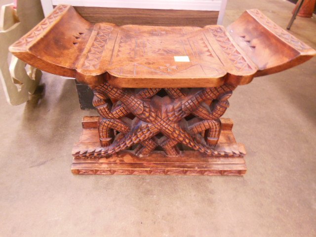Hand carved African wood stool made in Ghana (1 of 4)