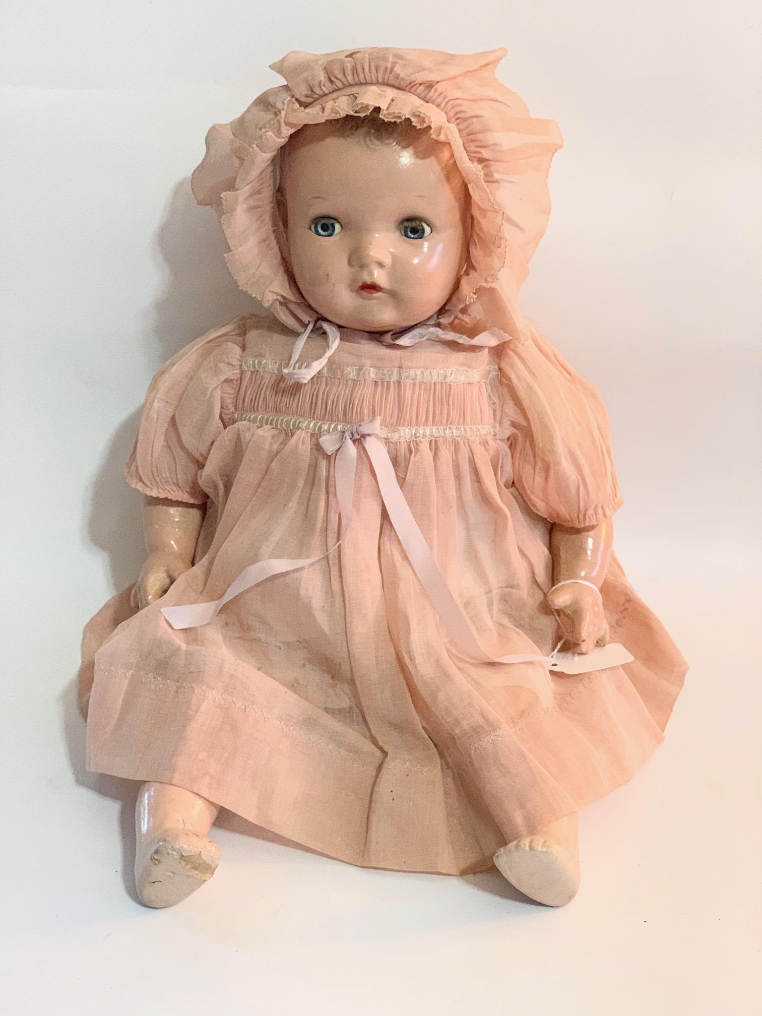 B1: Baby Doll (Mama Doll) Ideal: Baby Doll (Mama Doll) Ideal 19"-Fair; crazing on head Original Clothes