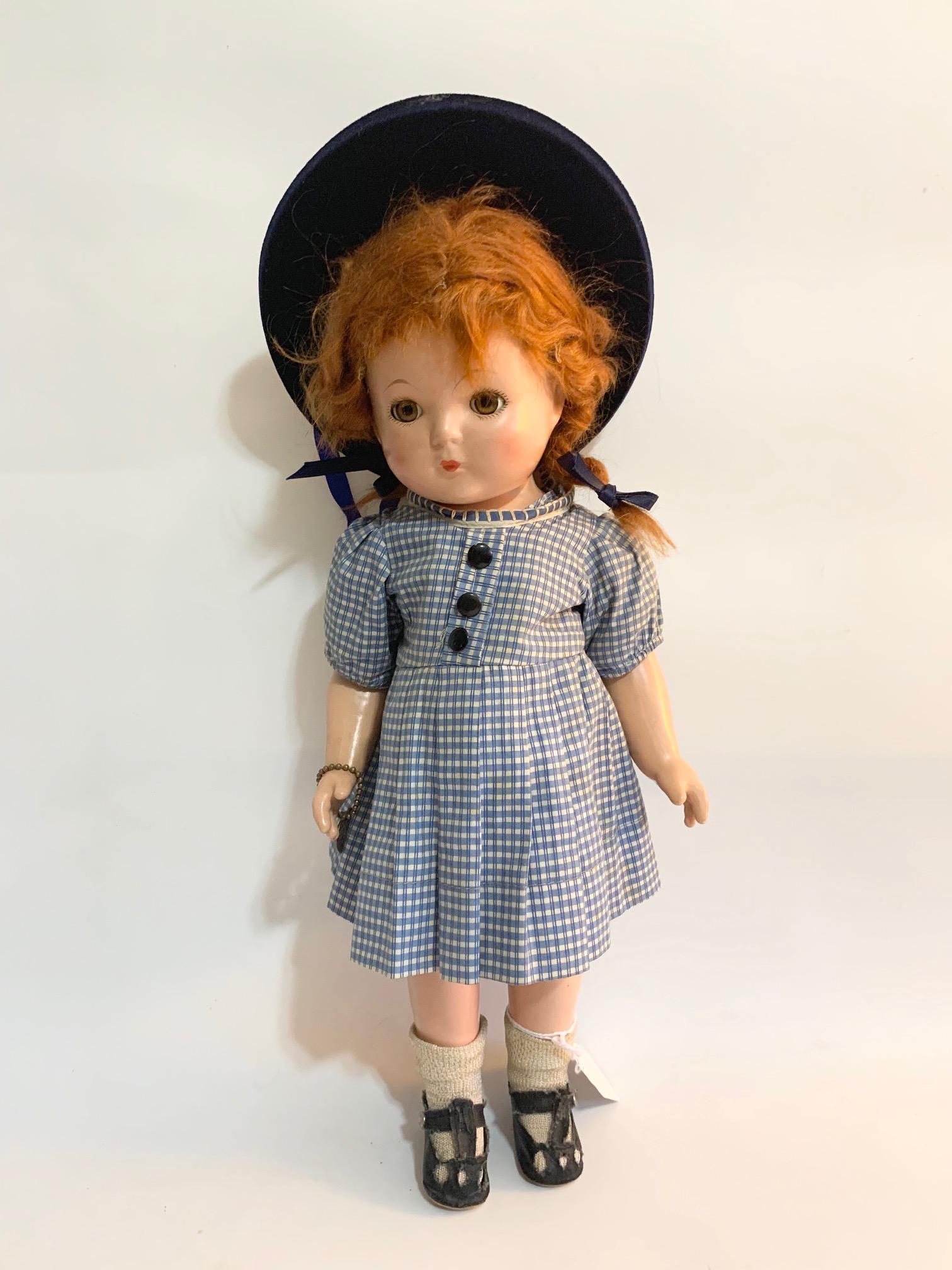 B2: Patricia Patsy Fairy: Patricia Patsy Fairy 14" Composition Doll in good condition. Original dress and shoes, hat not original. We do our best to list all possible flaws, these are vintage/antique dolls and are NOT perfect.