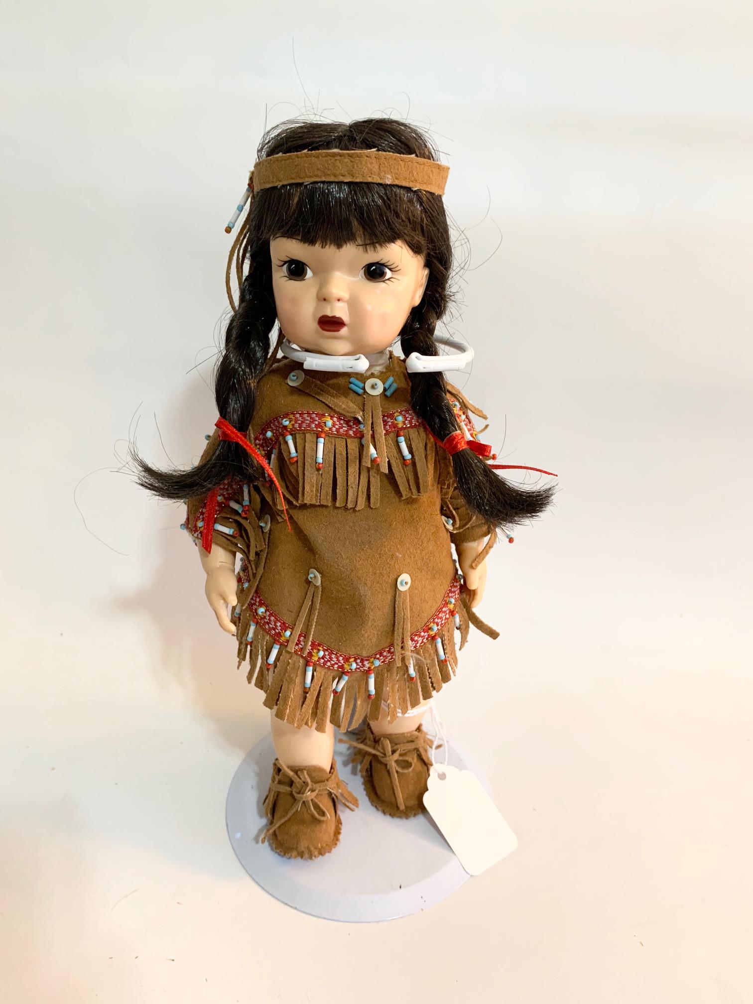 B4: Indian Girl Tiny Terri Lee Walker Reissue: Indian Girl Tiny Terri Lee Walker Reissue 10" hard plastic; very good condition; all original Native American style beaded dress, headband etc.; orginal wig