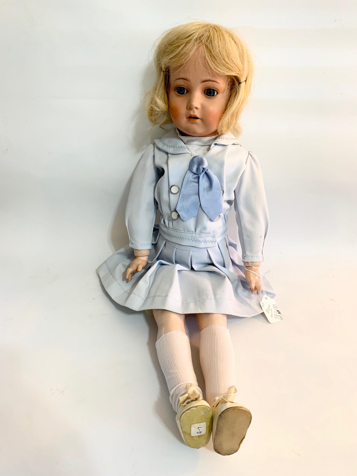B7: Rosi K R Germany Size 62: Rosi K R Germany size 62; 25" composition/low fire clay; teenage style high knee body; replaced outfit and replaced wig. We do our best to list all possible flaws, these are vintage/antique dolls and 